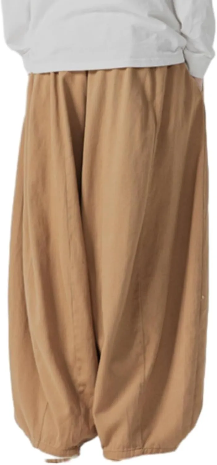 Mens Wide Leg Palazzo Pants Casual Lounge Oversized Jogging Harem Pants Drawstring Loose Beach Trousers with Pockets