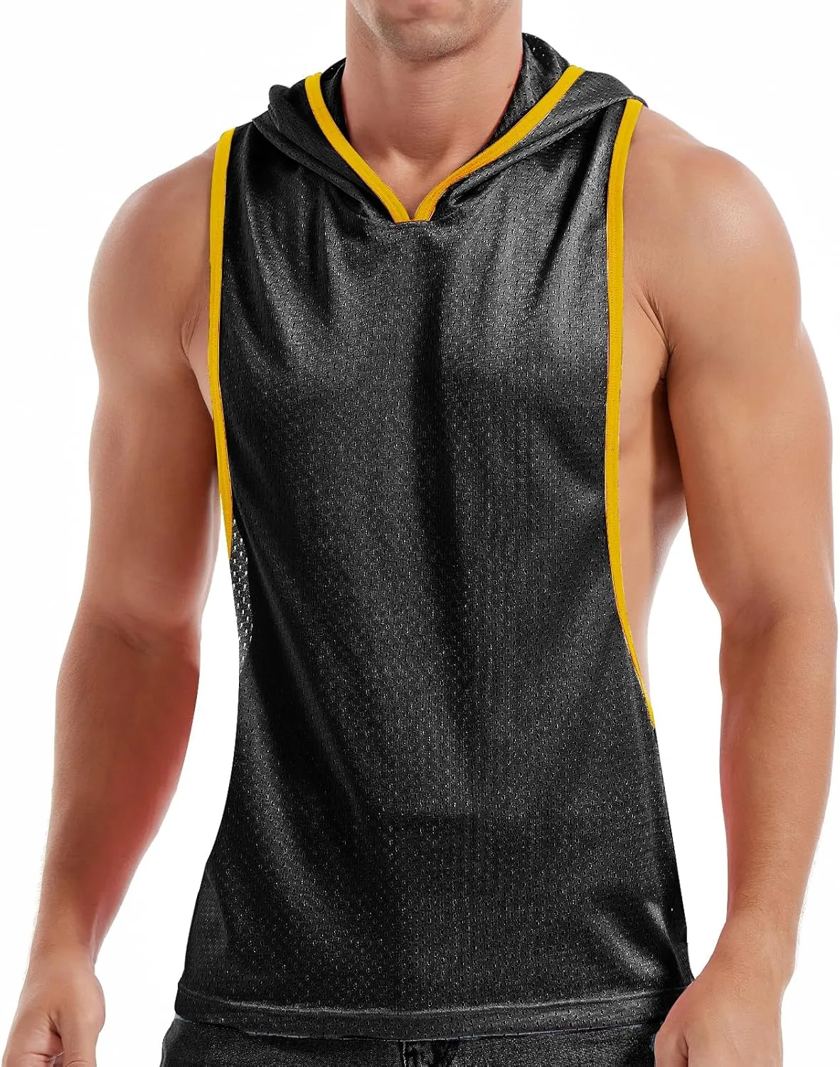 Men's Workout Hooded Tank Tops Bodybuilding Muscle Cut Off T Shirt Sleeveless Gym Hoodies