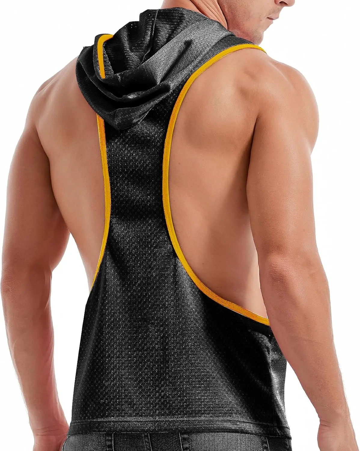 Men's Workout Hooded Tank Tops Bodybuilding Muscle Cut Off T Shirt Sleeveless Gym Hoodies