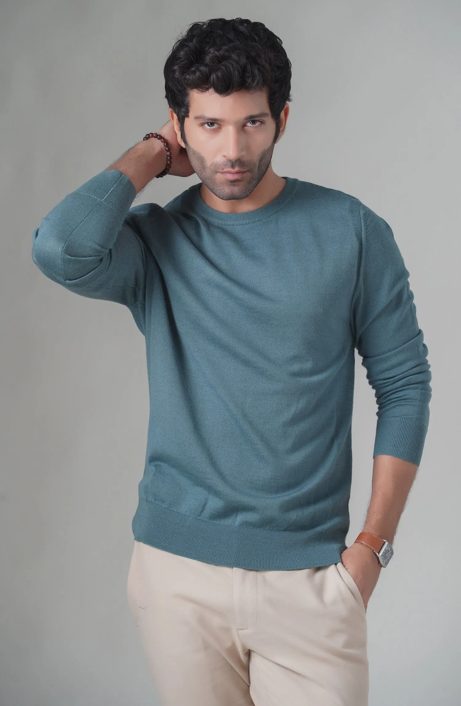 Merino - Crew Neck Sweater - Green