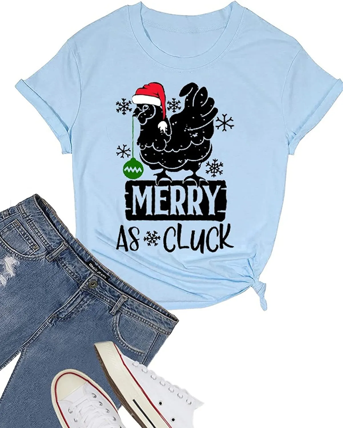 Merry As Cluck Tees Women Chicken Christmas T-Shirts