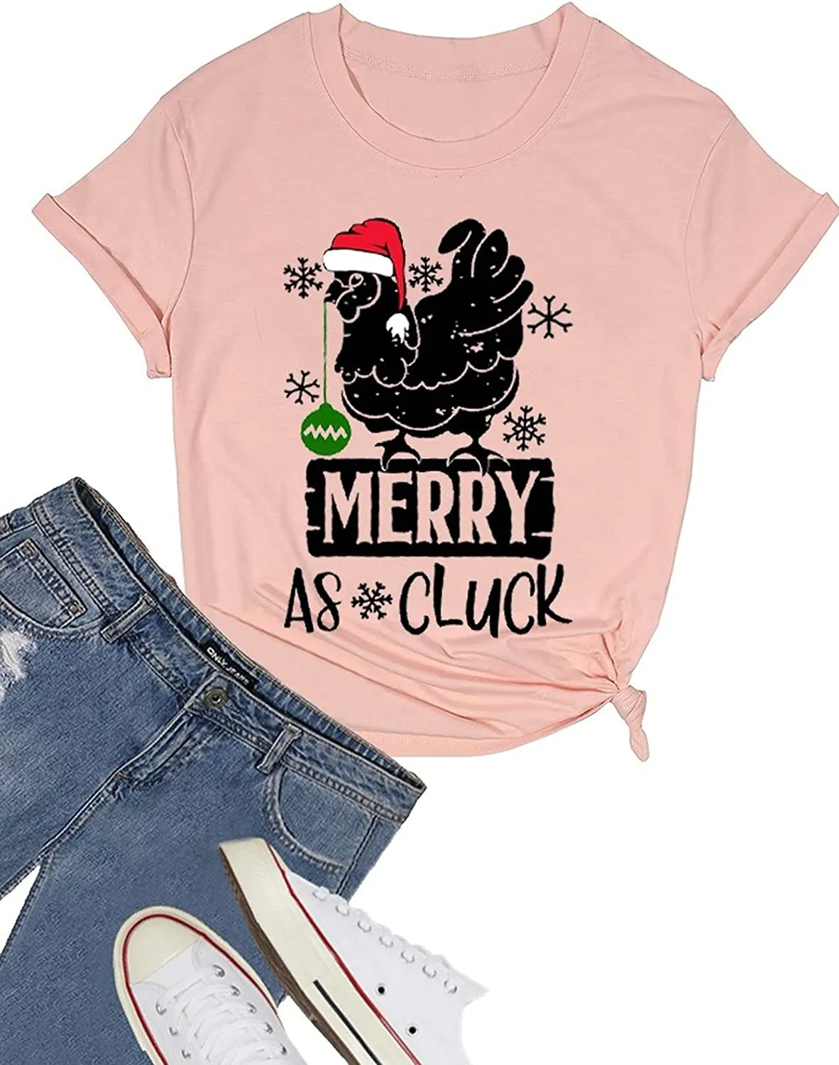 Merry As Cluck Tees Women Chicken Christmas T-Shirts
