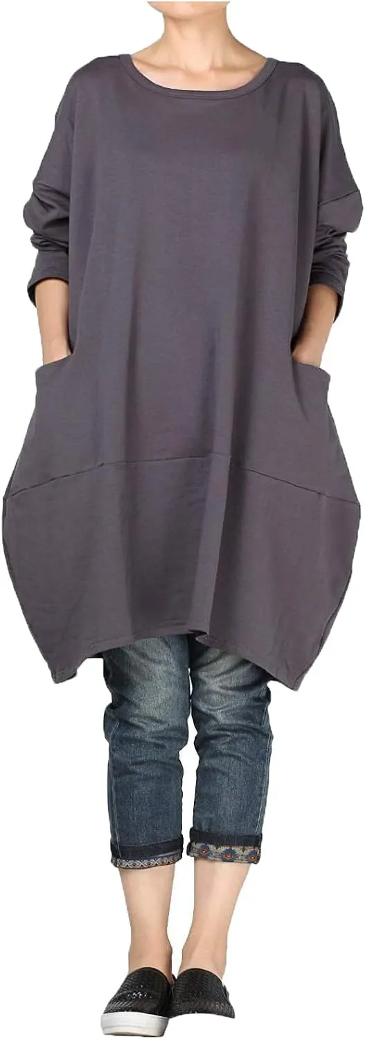 Minibee Women's Crewneck Oversized Sweatshirt Casual Loose Sweatshirts Long Sleeve Pullover Tunic Tops with Pocket
