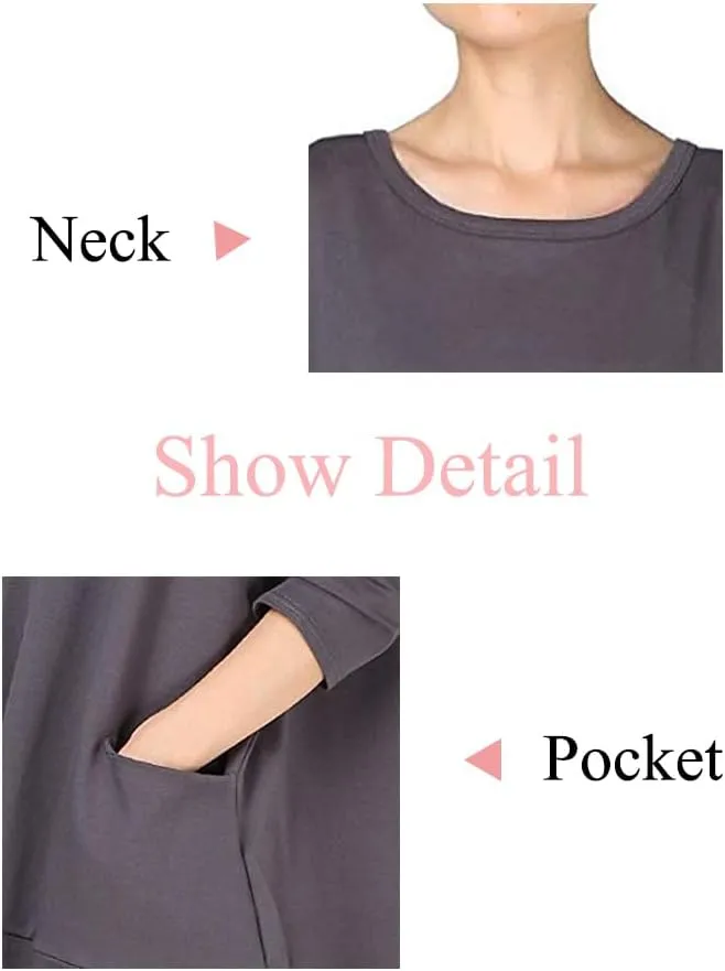 Minibee Women's Crewneck Oversized Sweatshirt Casual Loose Sweatshirts Long Sleeve Pullover Tunic Tops with Pocket