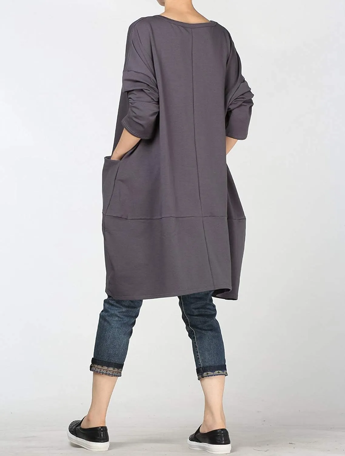 Minibee Women's Crewneck Oversized Sweatshirt Casual Loose Sweatshirts Long Sleeve Pullover Tunic Tops with Pocket