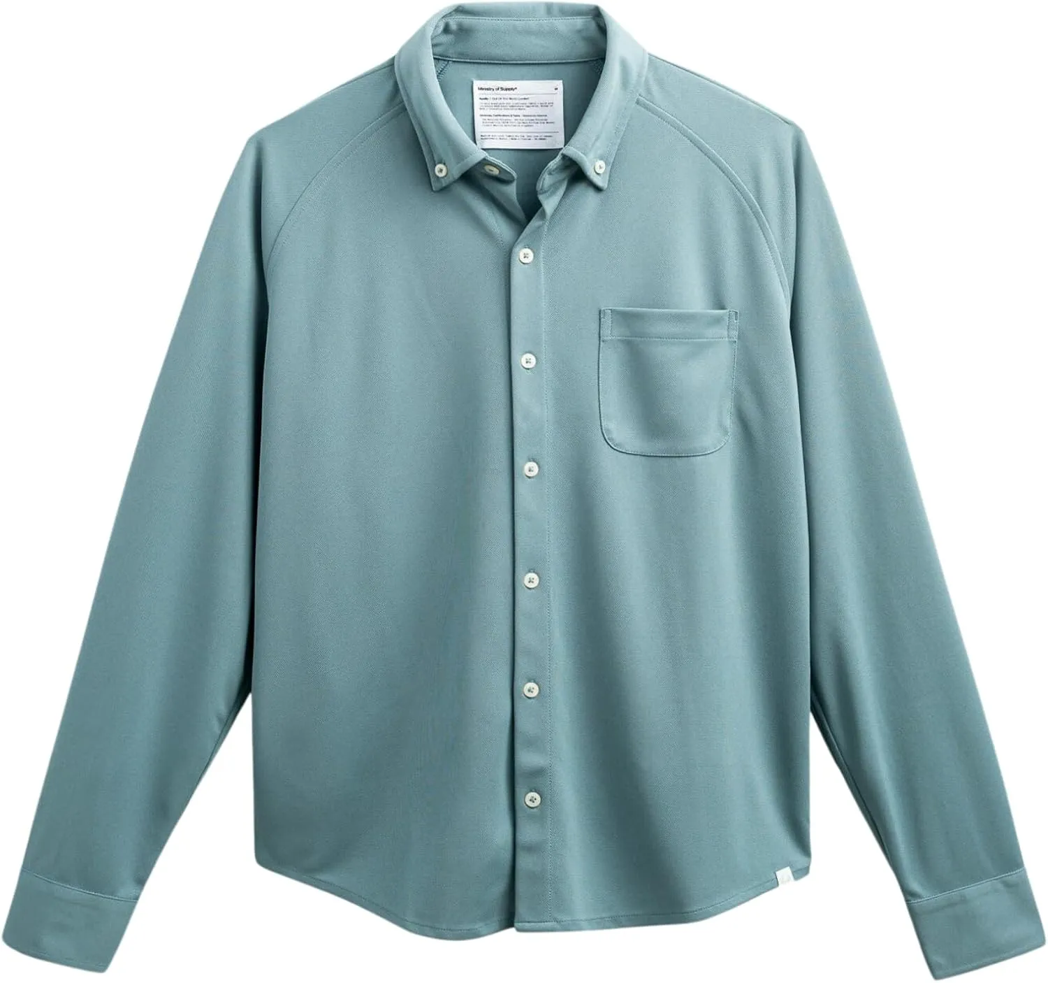 Ministry of Supply Men's Apollo Raglan Sport Dress Shirt, Casual Long Sleeve Button Down, Moisture Wicking, Wrinkle-Resistant