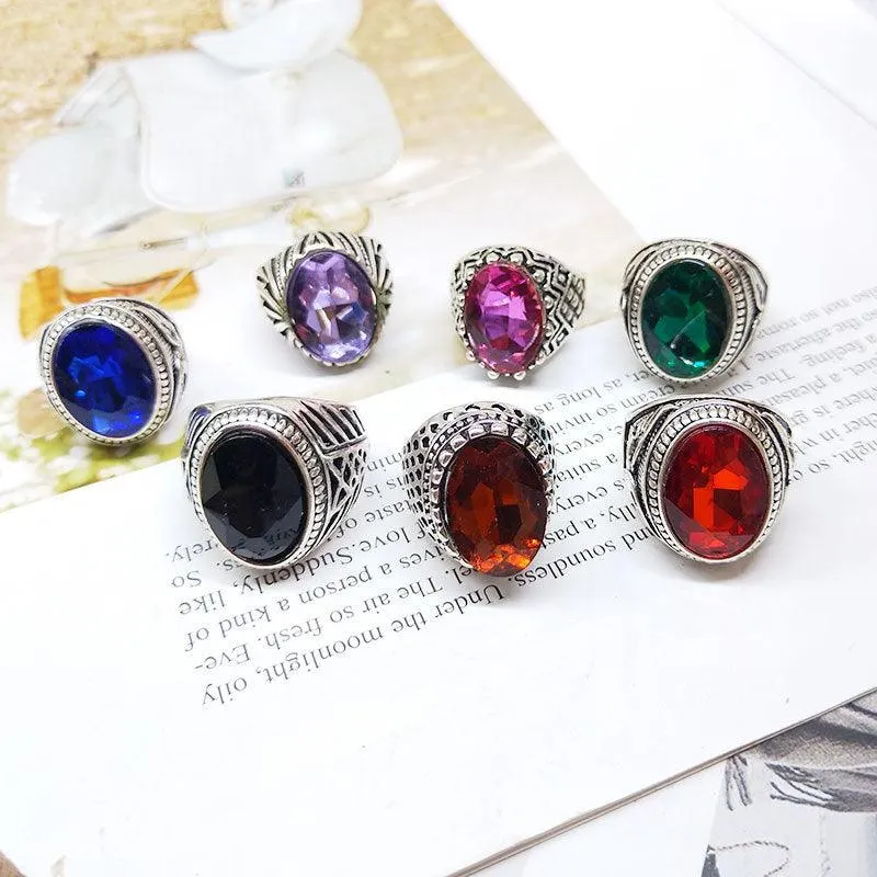Mixed Glass Crystal Gemstone Ring