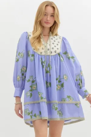 Mixed Print Floral Mini Dress