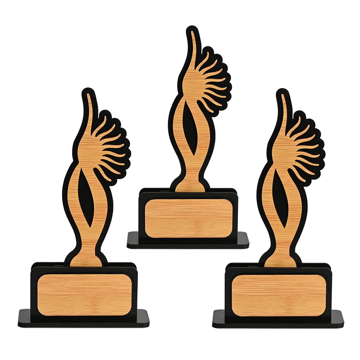 Momento Awards and Trophy for Winner, Beautiful Black and Bamboo Design with Wooden Cutwork, Easy Print and Sticker Paste Your Matter, Eco Friendly Corporate Gifts (Size 10x6)