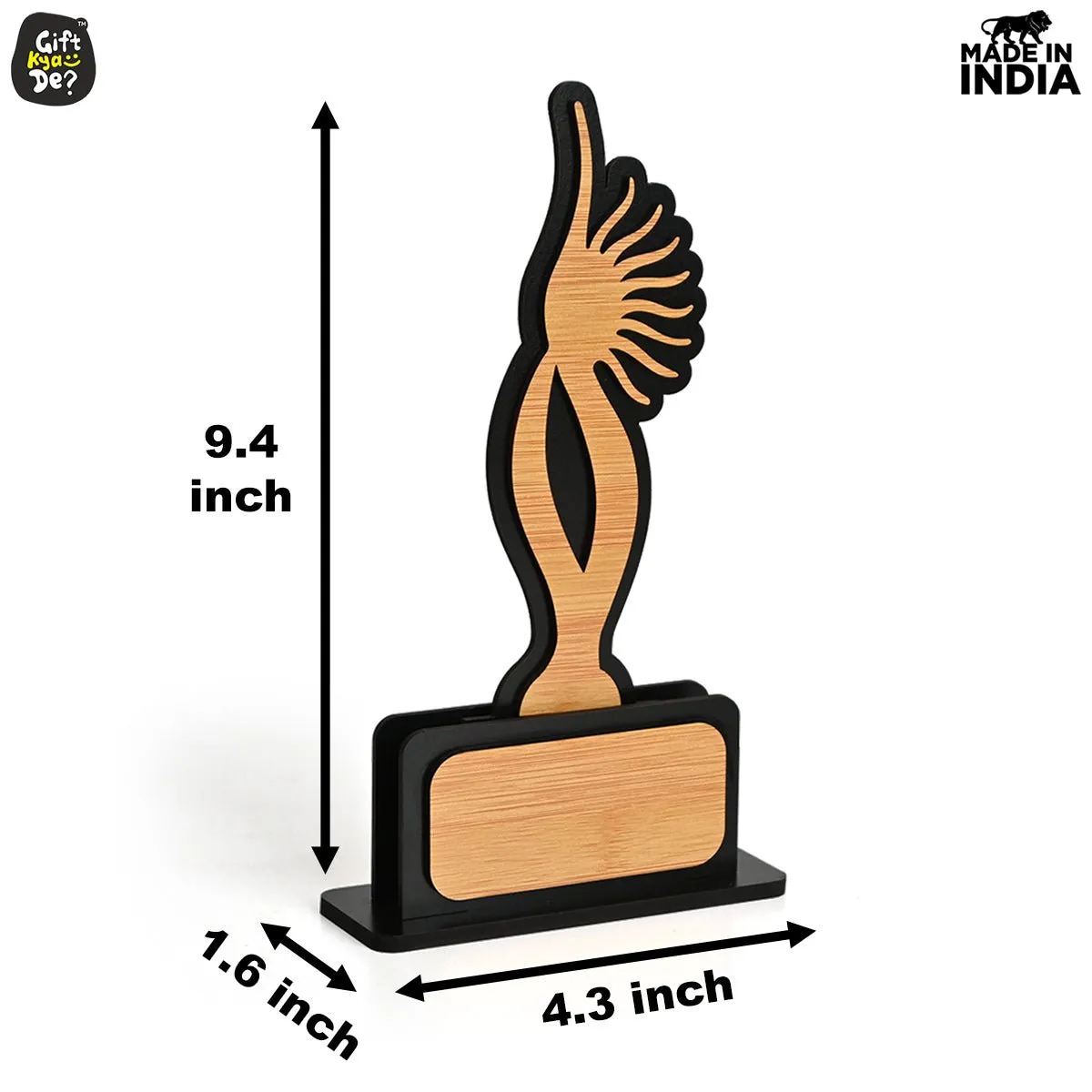 Momento Awards and Trophy for Winner, Beautiful Black and Bamboo Design with Wooden Cutwork, Easy Print and Sticker Paste Your Matter, Eco Friendly Corporate Gifts (Size 10x6)