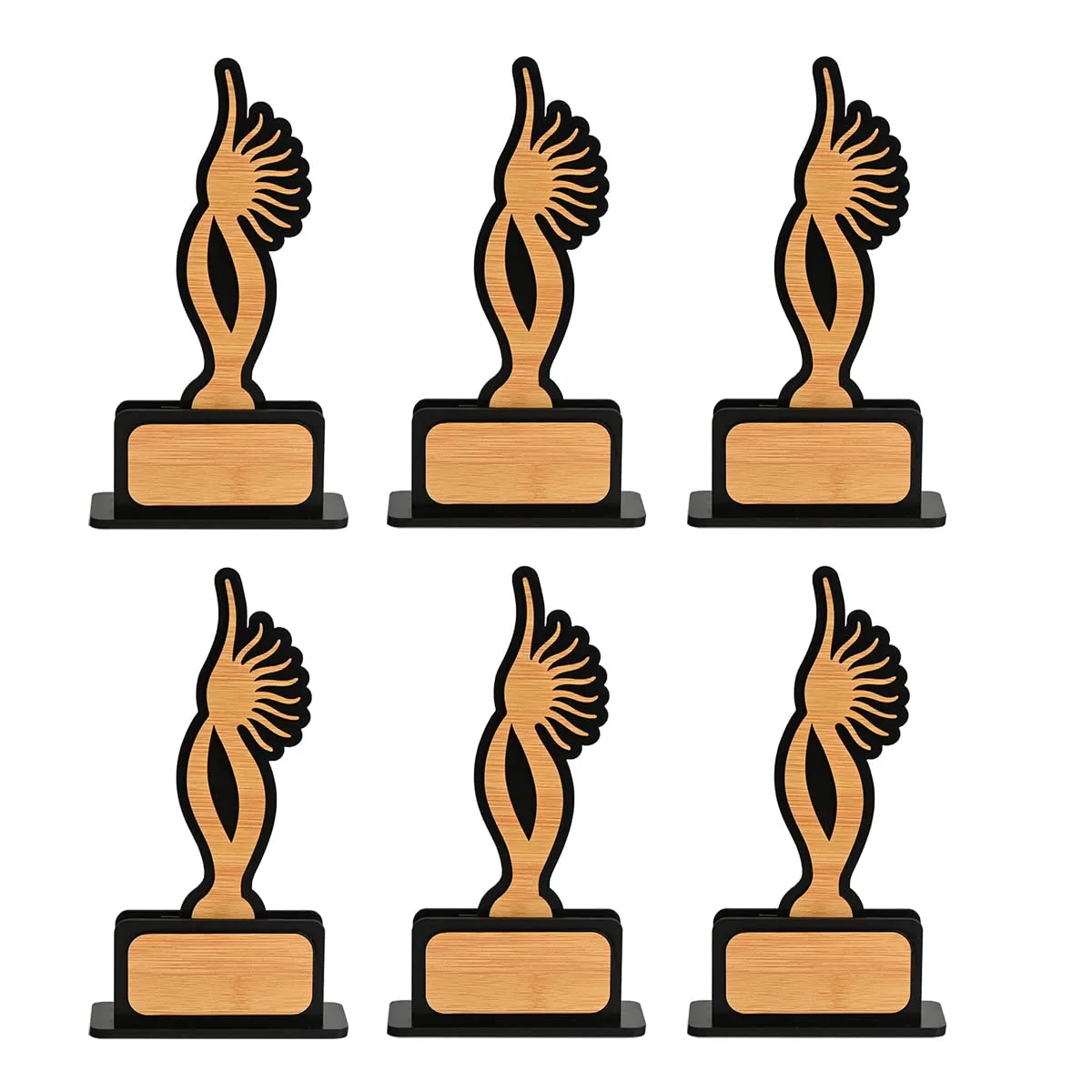 Momento Awards and Trophy for Winner, Beautiful Black and Bamboo Design with Wooden Cutwork, Easy Print and Sticker Paste Your Matter, Eco Friendly Corporate Gifts (Size 10x6)