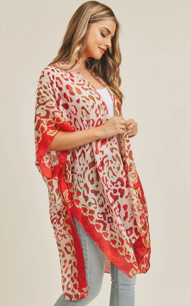MS0227 Animal & Multi Mixed Print Cover Up Kimono