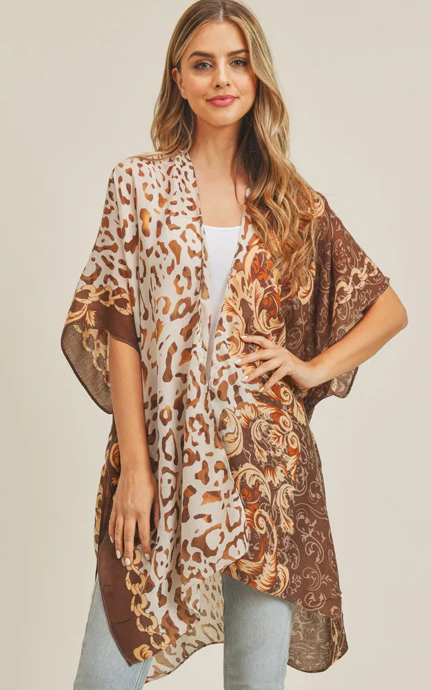 MS0227 Animal & Multi Mixed Print Cover Up Kimono