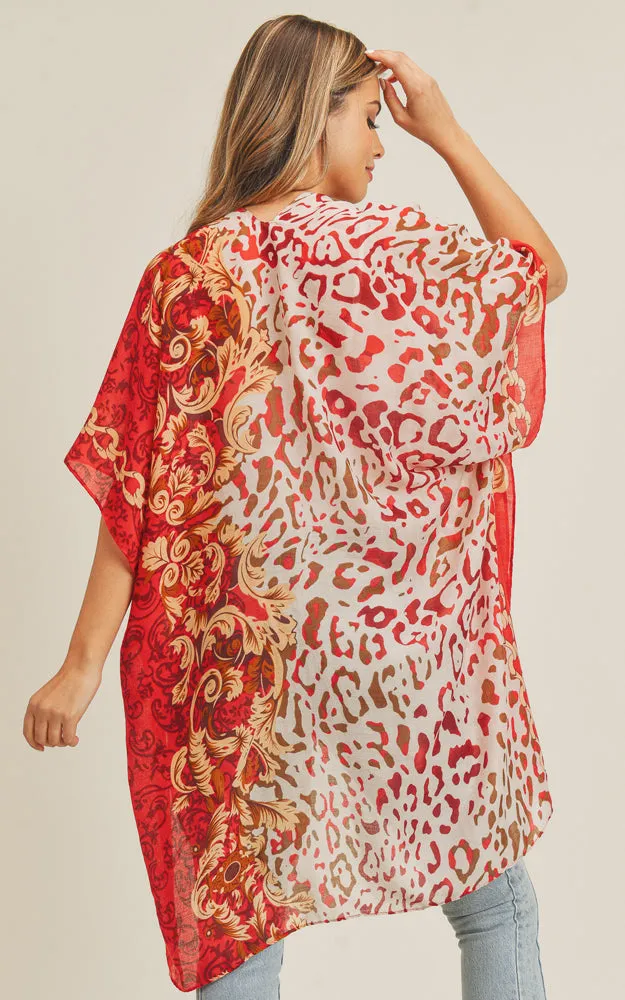MS0227 Animal & Multi Mixed Print Cover Up Kimono