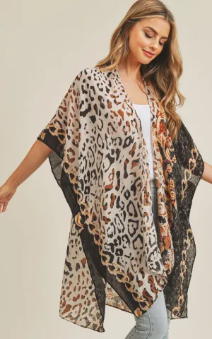 MS0227 Animal & Multi Mixed Print Cover Up Kimono