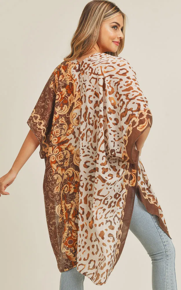 MS0227 Animal & Multi Mixed Print Cover Up Kimono