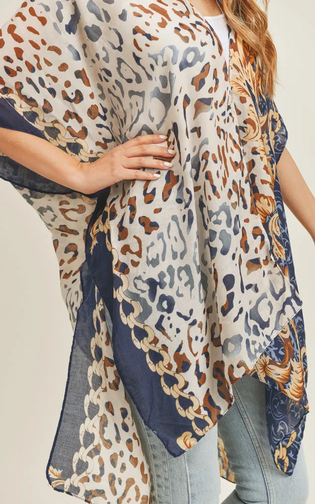 MS0227 Animal & Multi Mixed Print Cover Up Kimono
