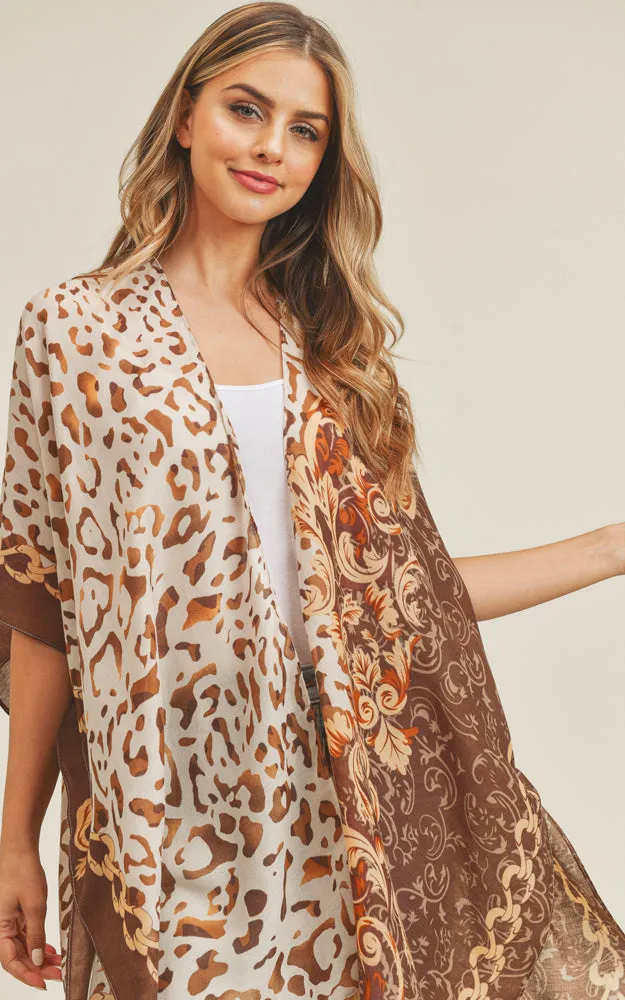MS0227 Animal & Multi Mixed Print Cover Up Kimono