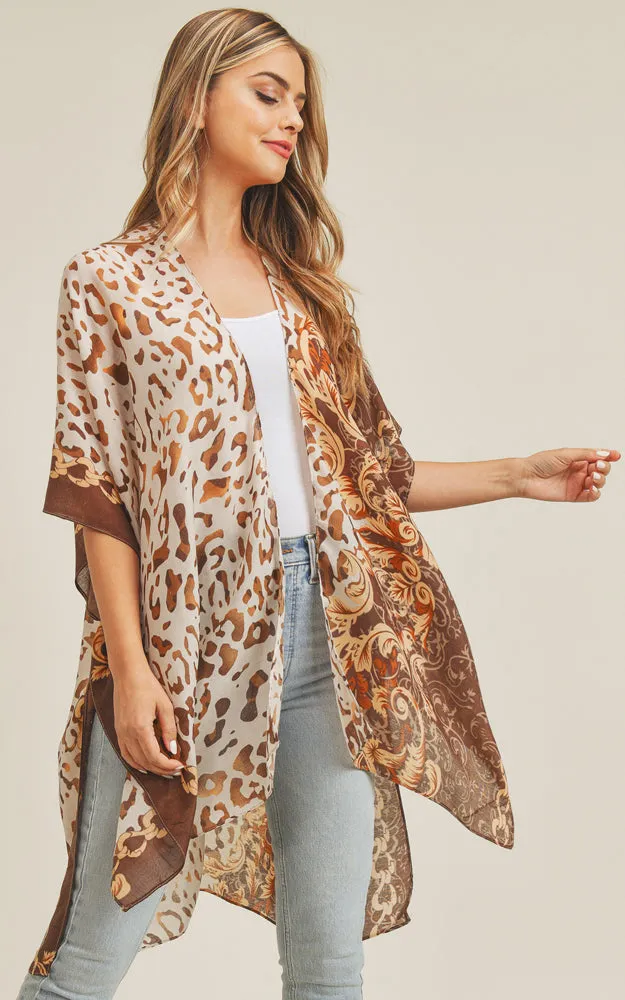 MS0227 Animal & Multi Mixed Print Cover Up Kimono