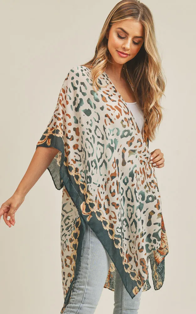 MS0227 Animal & Multi Mixed Print Cover Up Kimono