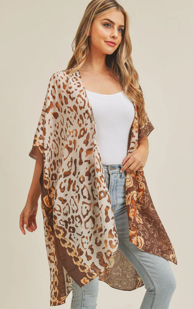 MS0227 Animal & Multi Mixed Print Cover Up Kimono