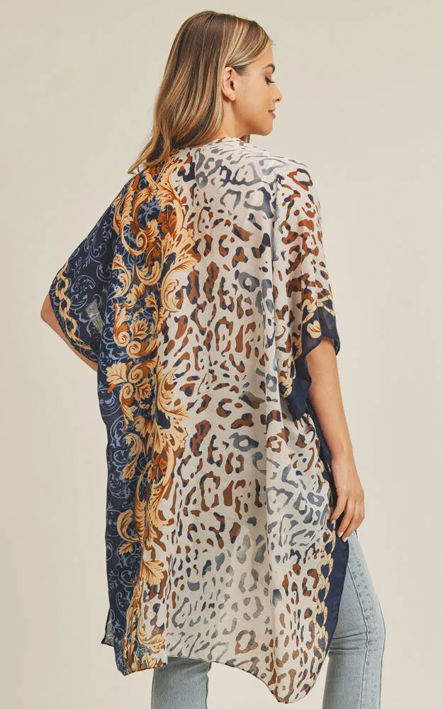 MS0227 Animal & Multi Mixed Print Cover Up Kimono