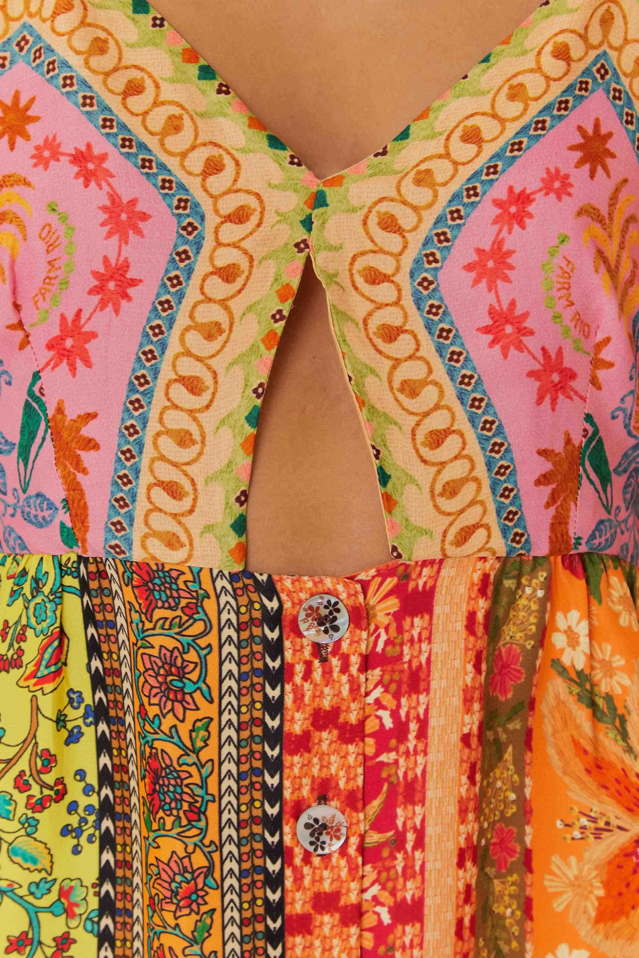 Multicolor Mixed Scarves Lenzing™ Ecovero™ Viscose Midi Dress