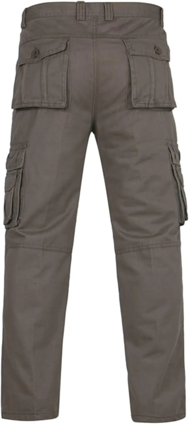 Muscularfit Men's Athletic Pants Cotton Buckle Zipper Solid Cargo Pants Multi Pockets Causal Jogger Yoga Athletic Sweatpants