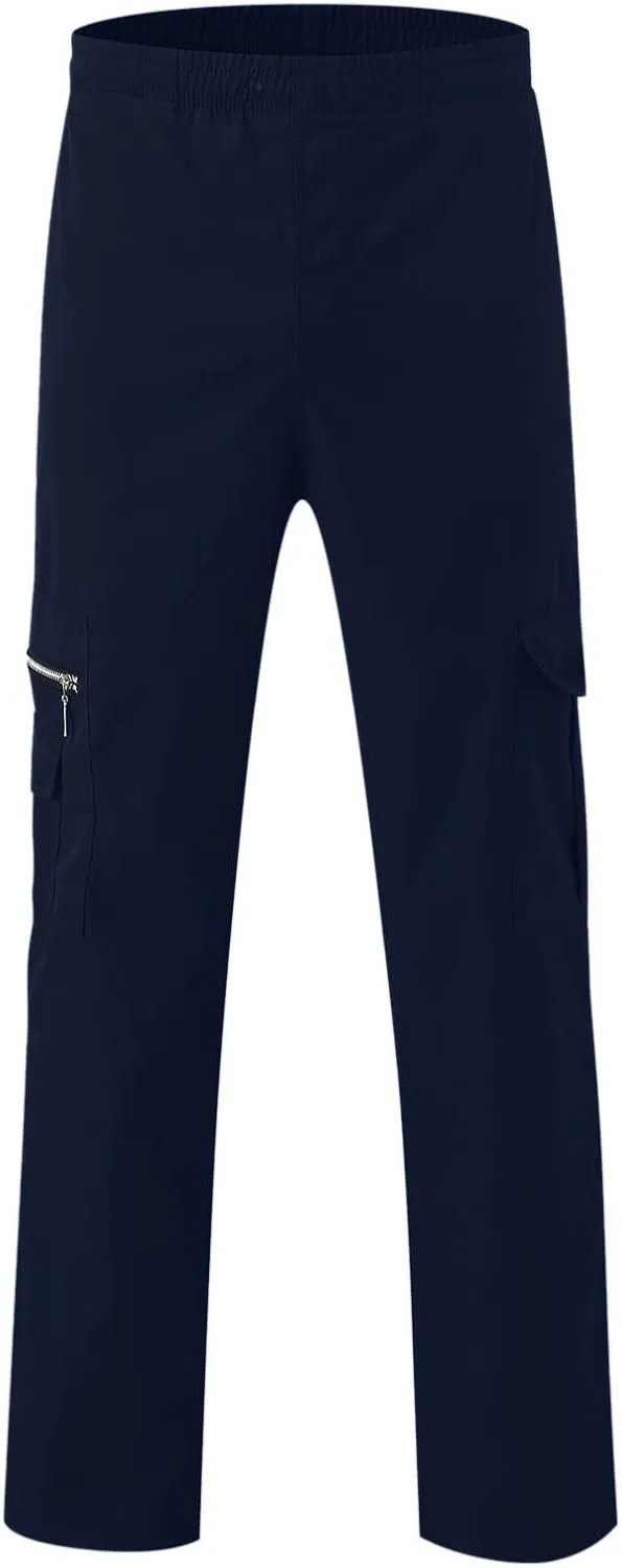 Muscularfit Mens Pants Drawstring Elastic Waist Quick Dry Solid Sport Cargo Pants Casual Loose Multi Pockets Sweatpants