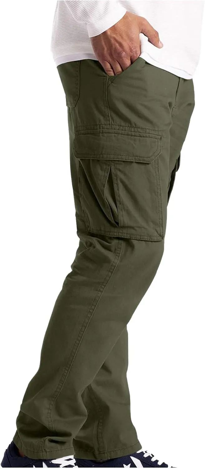Muscularfit Sweatpants Men Fashion Work Utility Multi Pockets Solid Cargo Pants Casual Loose Buckle Zipper Straight Legs 2023