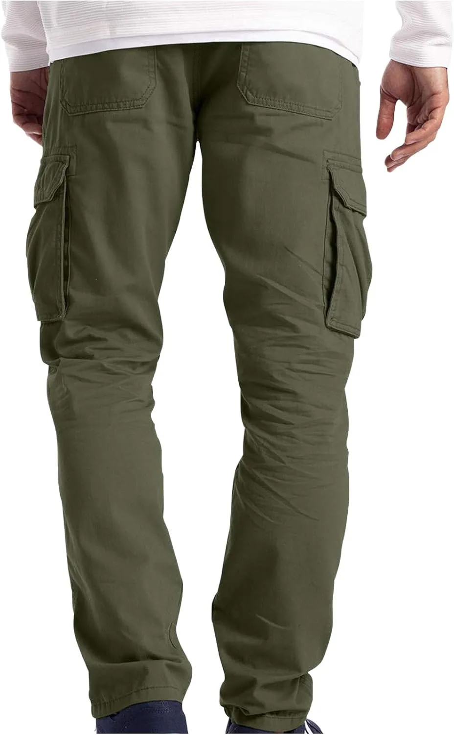 Muscularfit Sweatpants Men Fashion Work Utility Multi Pockets Solid Cargo Pants Casual Loose Buckle Zipper Straight Legs 2023