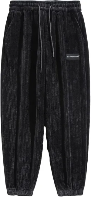 Muscularfit Wide Leg Pants for Men Fashion Casual Corduroy Drawstring Elastic Waist Baggy Pant Outdoor Fashion Sport Trousers