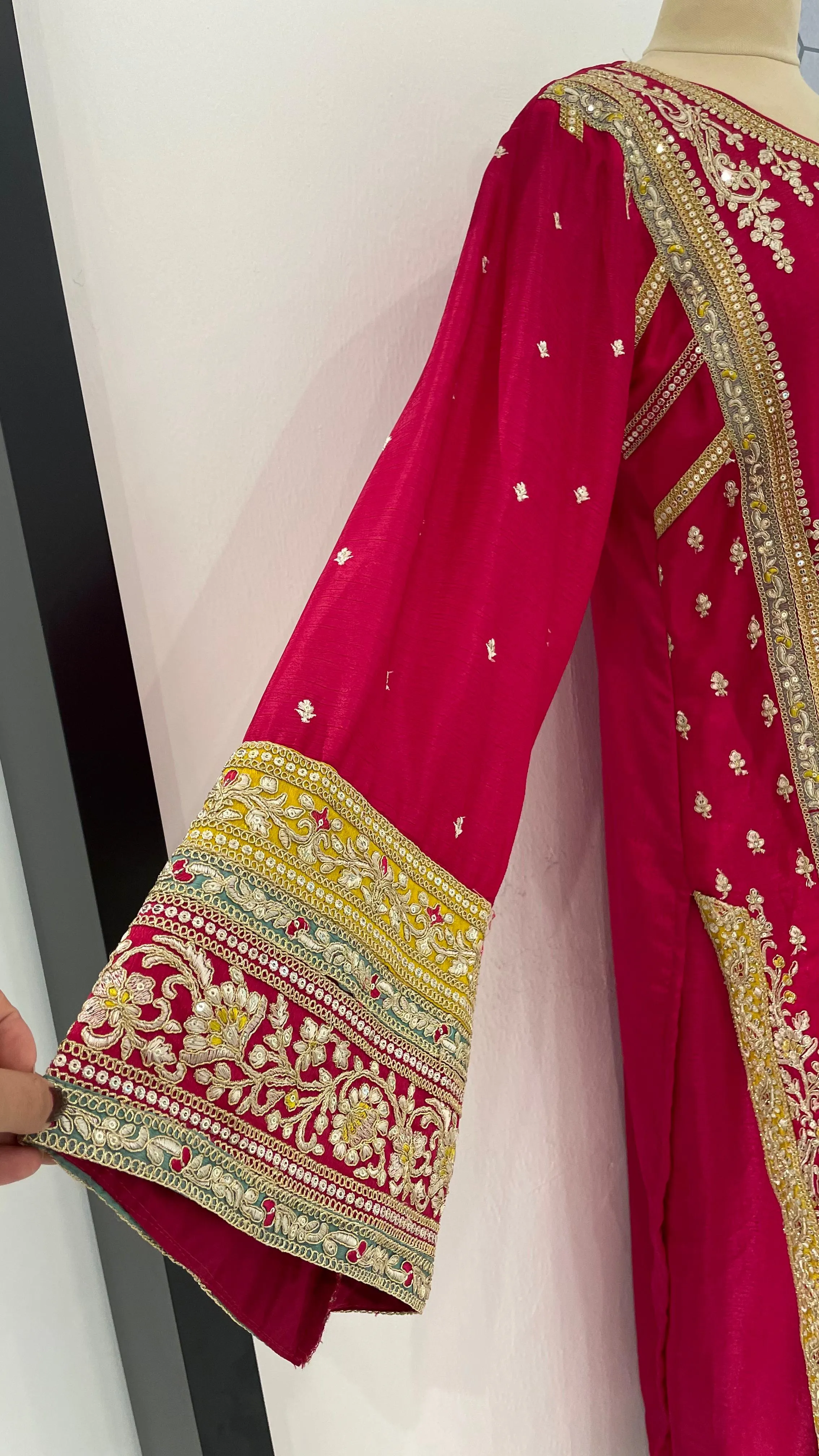 Navya Rani Pink with Gold Palazzo Sets (Ready to Wear)