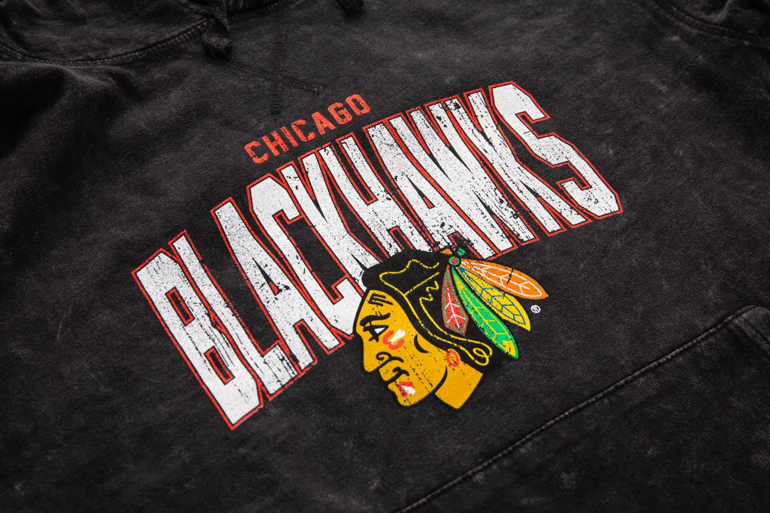 Official NHL licensed Chicago Blackhawks Unisex Acid Wash Hoodie