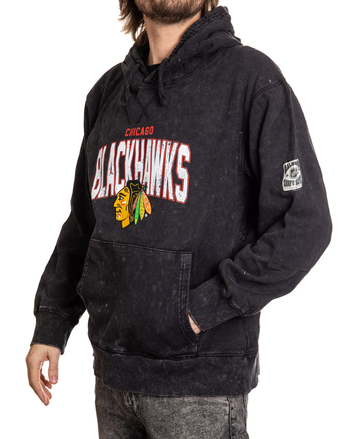 Official NHL licensed Chicago Blackhawks Unisex Acid Wash Hoodie