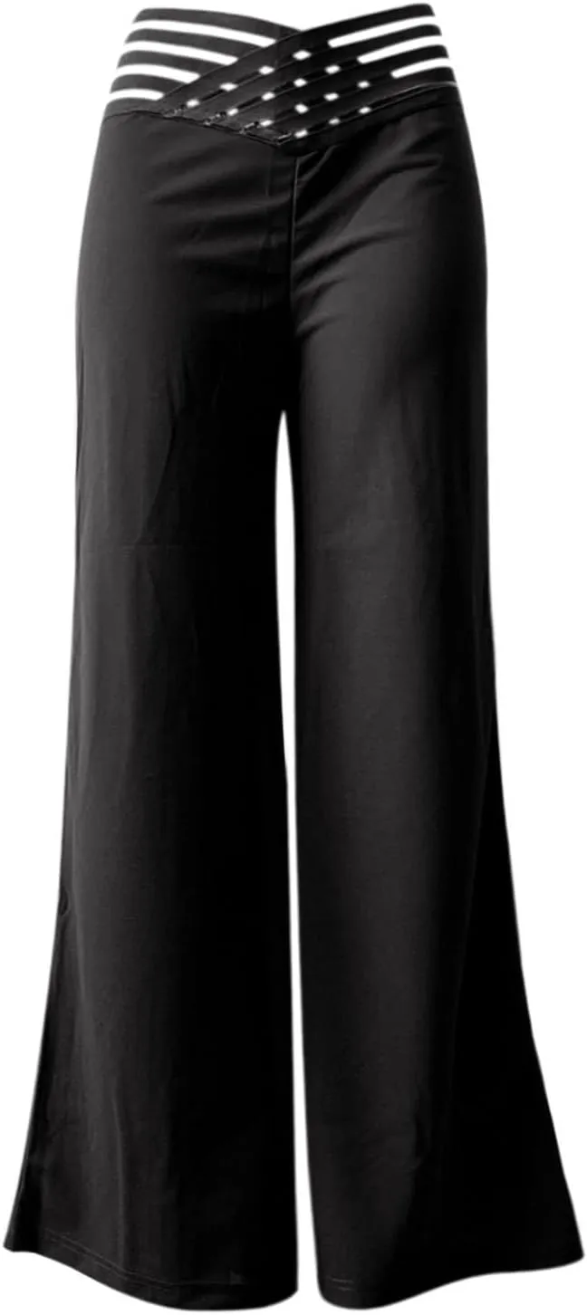 Palazzo Pants for Women Oversized Wide Leg High Waist Pants Summer Baggy Hollow Belt Lightweight Straight Leg Trouser