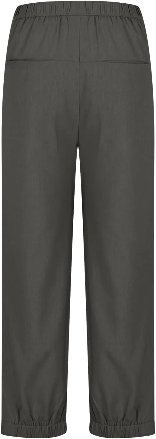 Pants for Women Women's Autumn Fashion Solid Color Elastic Waisted Casual Cropped Pants with Pockets 2024