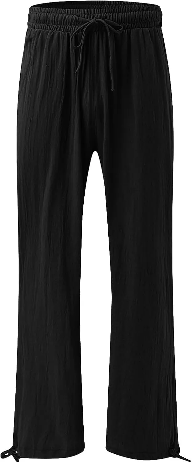 Petite Linen Pants Capri Summer Palazzo Wide Leg Linen Pant Women's Cotton Trousers Suits