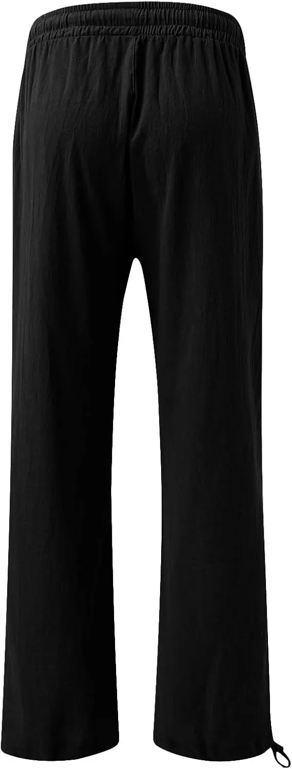 Petite Linen Pants Capri Summer Palazzo Wide Leg Linen Pant Women's Cotton Trousers Suits