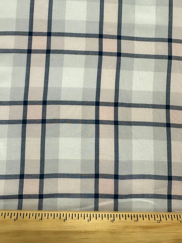 Pink Multi Plaid Print Rayon Lawn Fabric