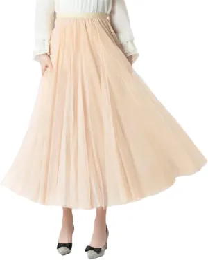 Pleated Skirt Sexy Midi Tulle Skirt High Waist Full Lining Adult Tutu