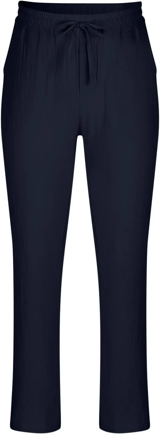 Plus Size Pants for Mens Elastic Waist Casual Pants Solid High Waist Pants Wide Leg Trousers Lightweight Loose Pant