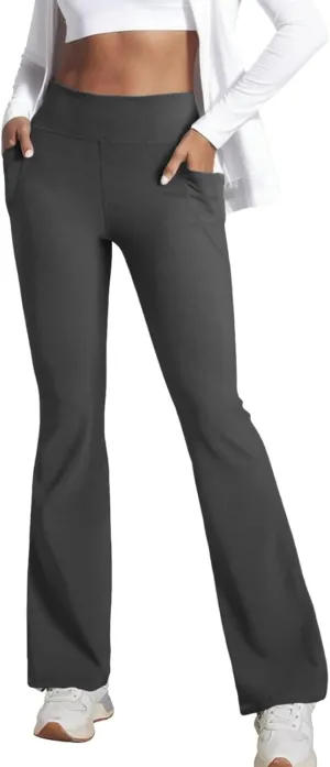 Plus Size Womens Yoga Pants Flare Leg Elastic High Waist Stretch Bootcuts Seamless Workout Bell Bottoms Leggings