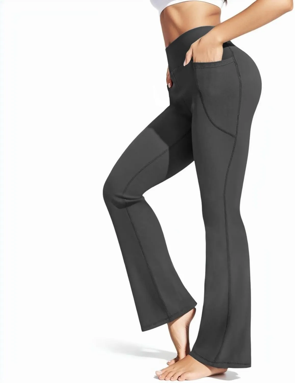 Plus Size Womens Yoga Pants Flare Leg Elastic High Waist Stretch Bootcuts Seamless Workout Bell Bottoms Leggings