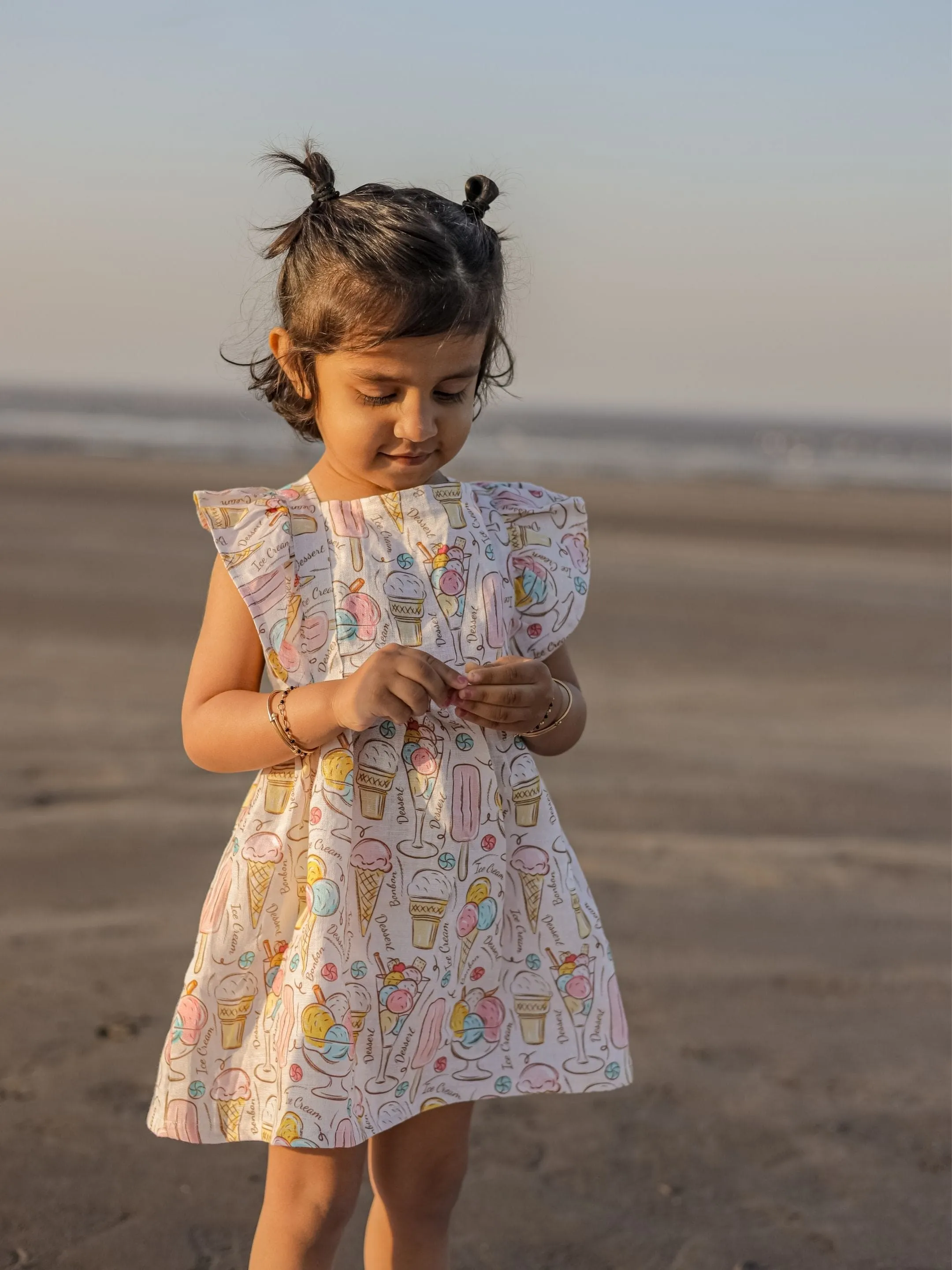 Pre-Order: Icecream and Candies Print Pure Linen Dress