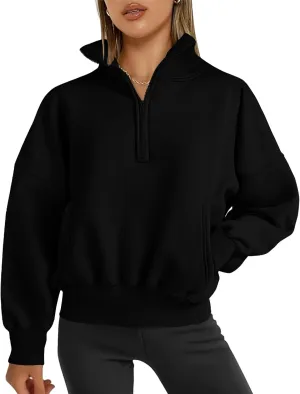 PRETTYGARDEN Womens Half Zip Sweatshirts Fleece Hoodies 2024 Trendy Long Sleeve Pullover Tops Fall Winter Outfits with Pocket