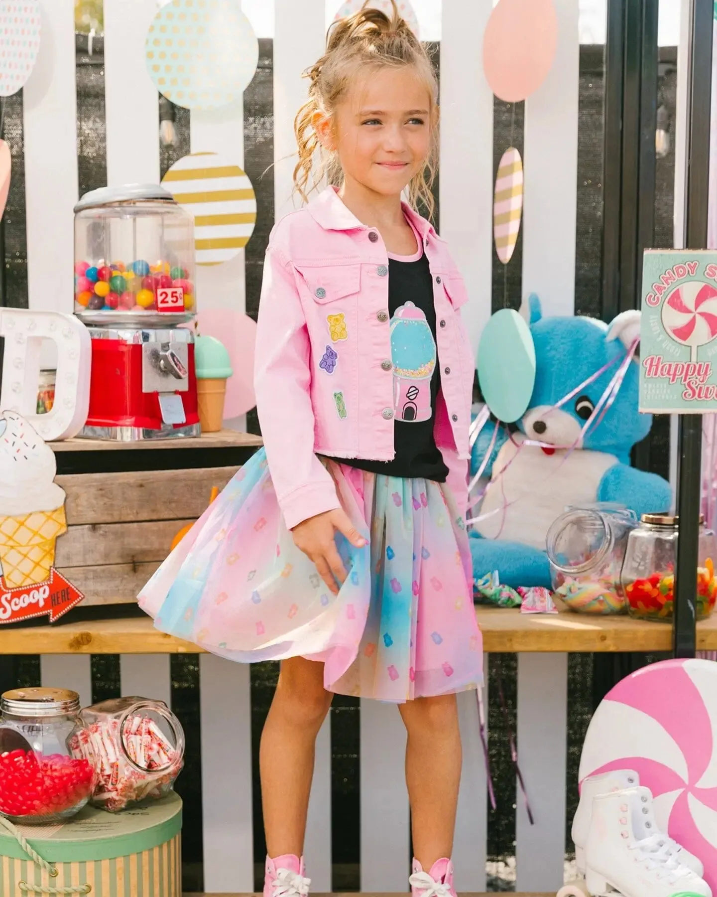 Printed Mesh Skirt Multicolored Gummies