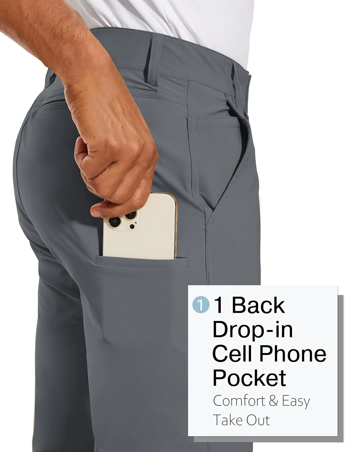 PULI Golf Pants Men Stretch Slim Fit Lightweight Waterproof Dress Casual Hiking Work Pants with Pockets