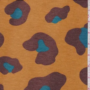 Pumpkin/Teal/Nutmeg Cheetah Baby French Terry Knit Fabric