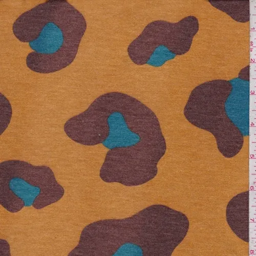 Pumpkin/Teal/Nutmeg Cheetah Baby French Terry Knit Fabric